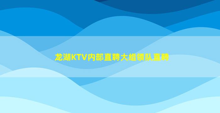 龙湖KTV内部直聘大组领队直聘
